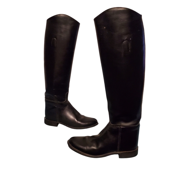 Vintage Tall Black Leather Equestrian Riding Boots Women's Size 7.5S,Made In USA - Picture 3 of 10